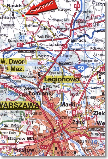 Chrcynno - mapa - dojazd